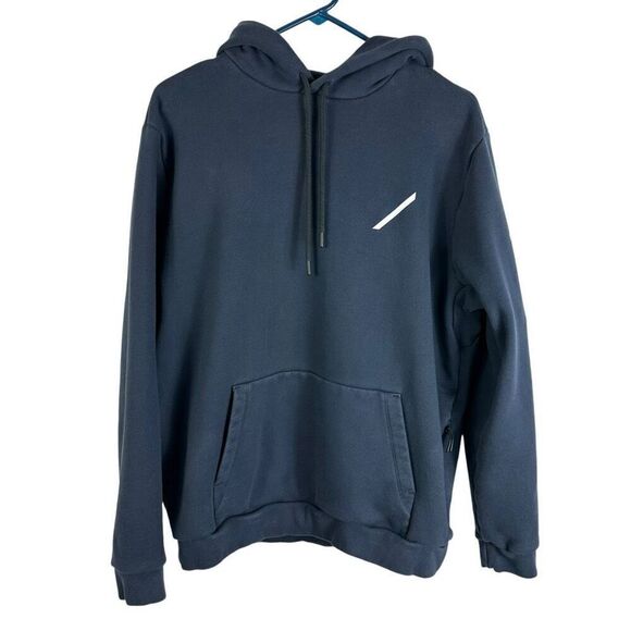 Hill City Navy Blue Hoodie Logo Drawstring Hood Sweatshirt Pocket Mens Size M